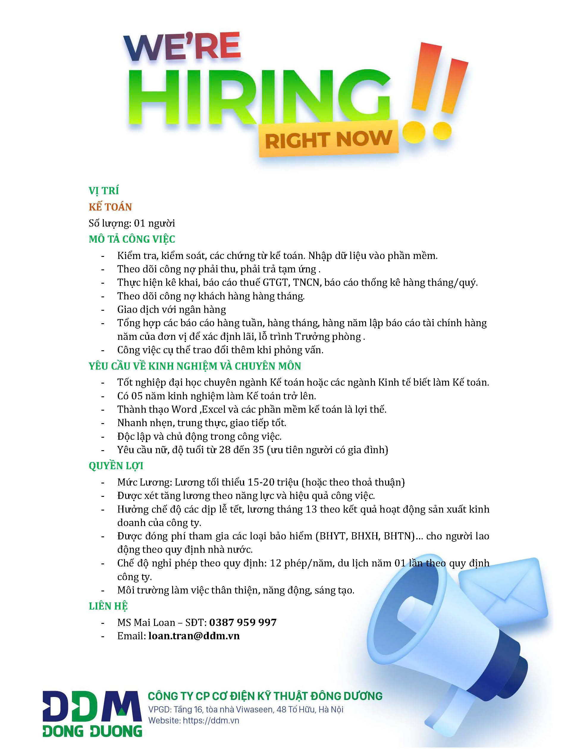 🎯 THÔNG BÁO TUYỂN DỤNG